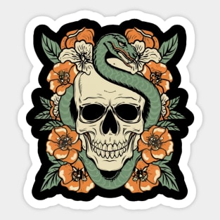 Traditional Skeleton Serpent Tattoo Sticker